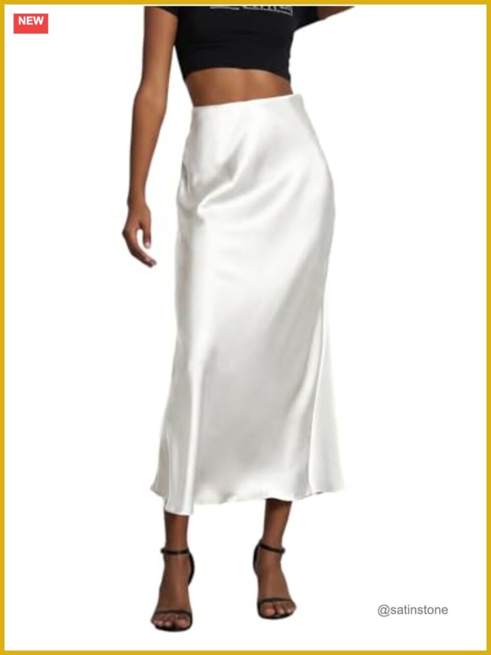 Satin High Waisted Maxi Skirt A-Line Flowy Elegant Casual Work